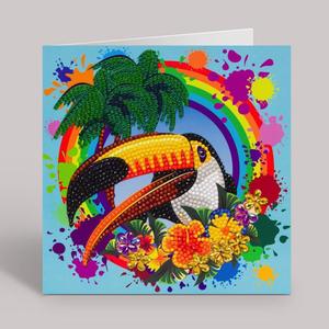 "Rainbow Toucan" Crystal Art Card 18x18cm