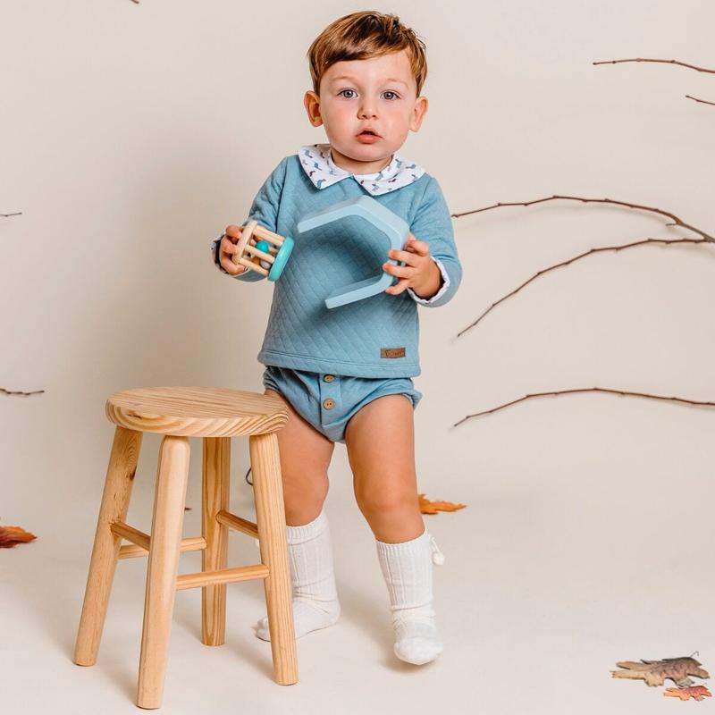 Rufus blue long sleeved two piece set 0