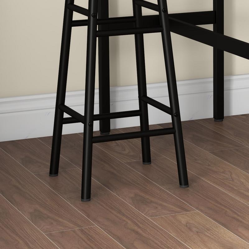 HOMCOM 3 Piece Bar Table Set with 2 Stools, Industrial Bar Table and Stool Set, Dining Table and Chair Set for Small Space, Grey 8