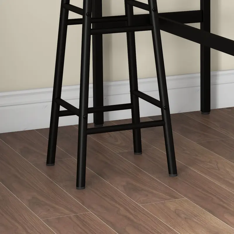 HOMCOM 3 Piece Bar Table Set with 2 Stools, Industrial Bar Table and Stool Set, Dining Table and Chair Set for Small Space, Grey 8