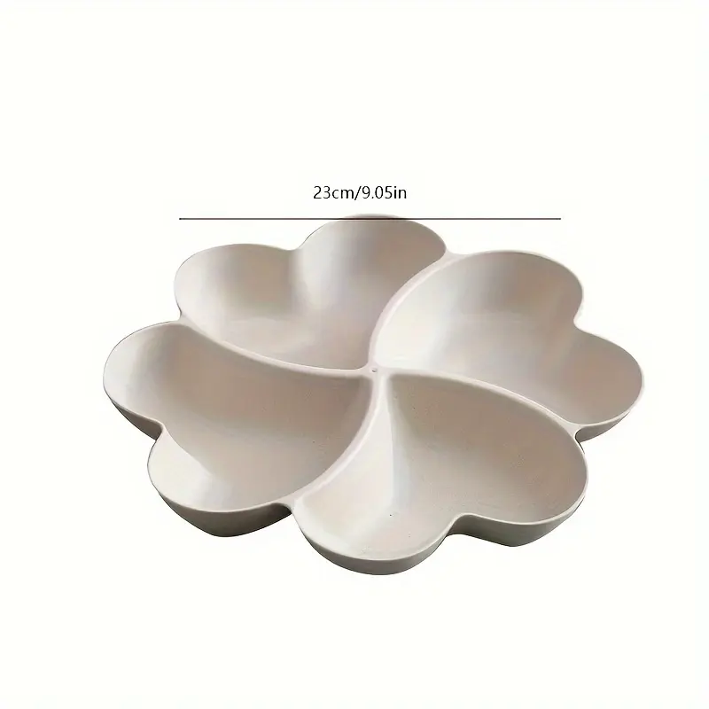 4-Compartment Plastic Snack Tray - Reusable Candy Serving Platter for Appetizers, Desserts, Nuts, Fruits |       Circular Multipurpose Sectional Dish for Dips & Chips |       1pc Snack Server 4