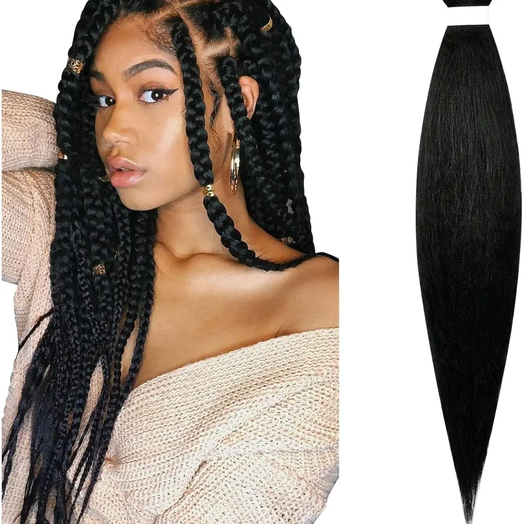 8 packs Pre Stretched Braiding Hair, 26 Inch Professional Synthetic Fiber Hair for Crochet Braiding Hair, Texture Knotless Box Braids, Braiding Hair Extensions for Women