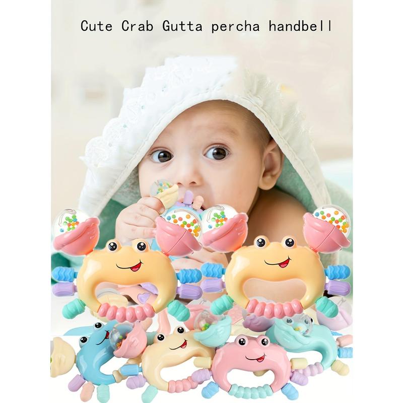 Infant Hand Rattle Toy, Crab Shaker, Educational Teething Gum, ABS Resin, Assorted Colors, Baby Early Learning, Newborn Gift for Boys and Girls 6