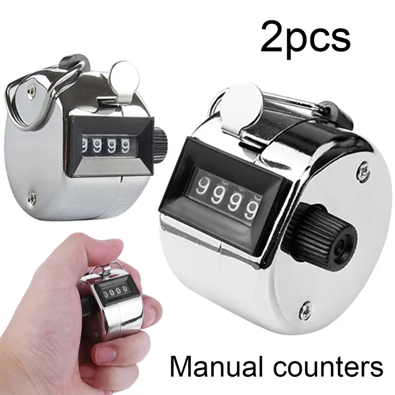 2PCS Metal Handheld Tally Counter 4-Digit Number Hand Mechanical Counters Clickers Pitch Counter For Coaching Practical Count Accessories 3
