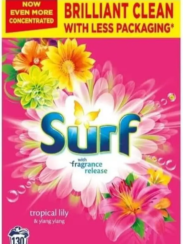 Surf Tropical Lilly Fabric Washing Powder Biological Solution Natural Essential Oil For Fresh and Clean Cold and Hot Washes - 130 Washes Household