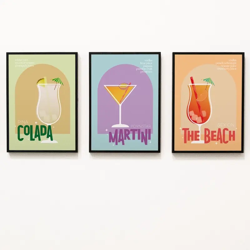 Cocktail Prints, wall prints, bar posters, bar cart, home decor prints, Cocktail posters,cocktail recipes, mixology prints Decoration Photo 3