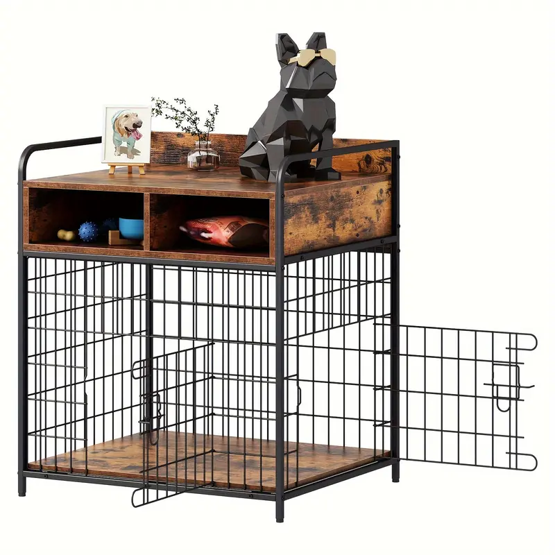 Dog Crate Furniture for Small, Dogs Cage, Wood Dog Kennel with Drawer Storage, Heavy Duty Dog Cage, Sturdy Durable Metal Frame, Inner dimensions: 67x49.5x49.5CM 2
