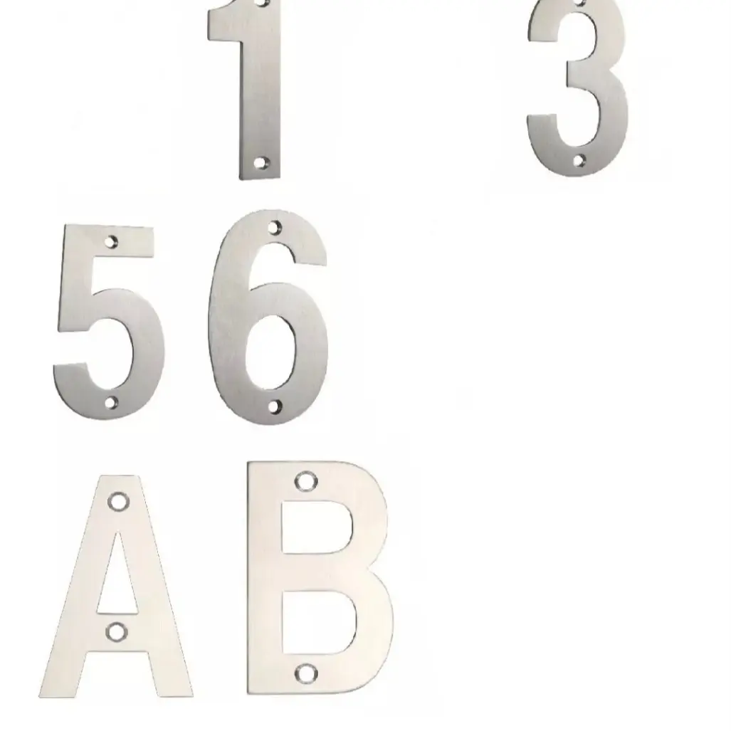 Zoo Hardware Numerals/Letters Satin Stainless Steel 100mm/4" Door Sign With Screws