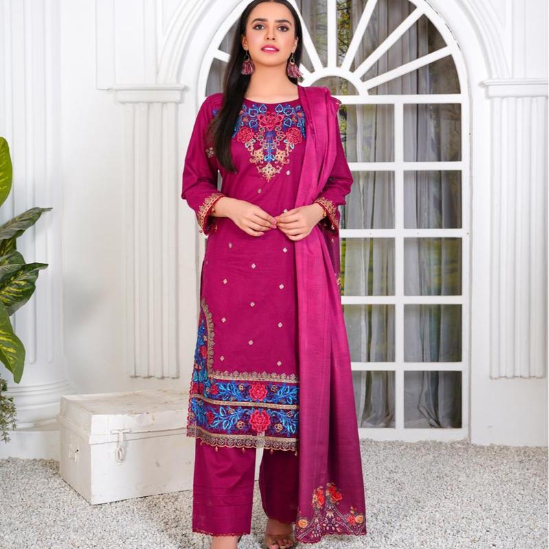 SB By Momina Designer - 3 Piece Cotton Embroidered Kameez With Trouser | MB-02 | Comfort Comfortable 2