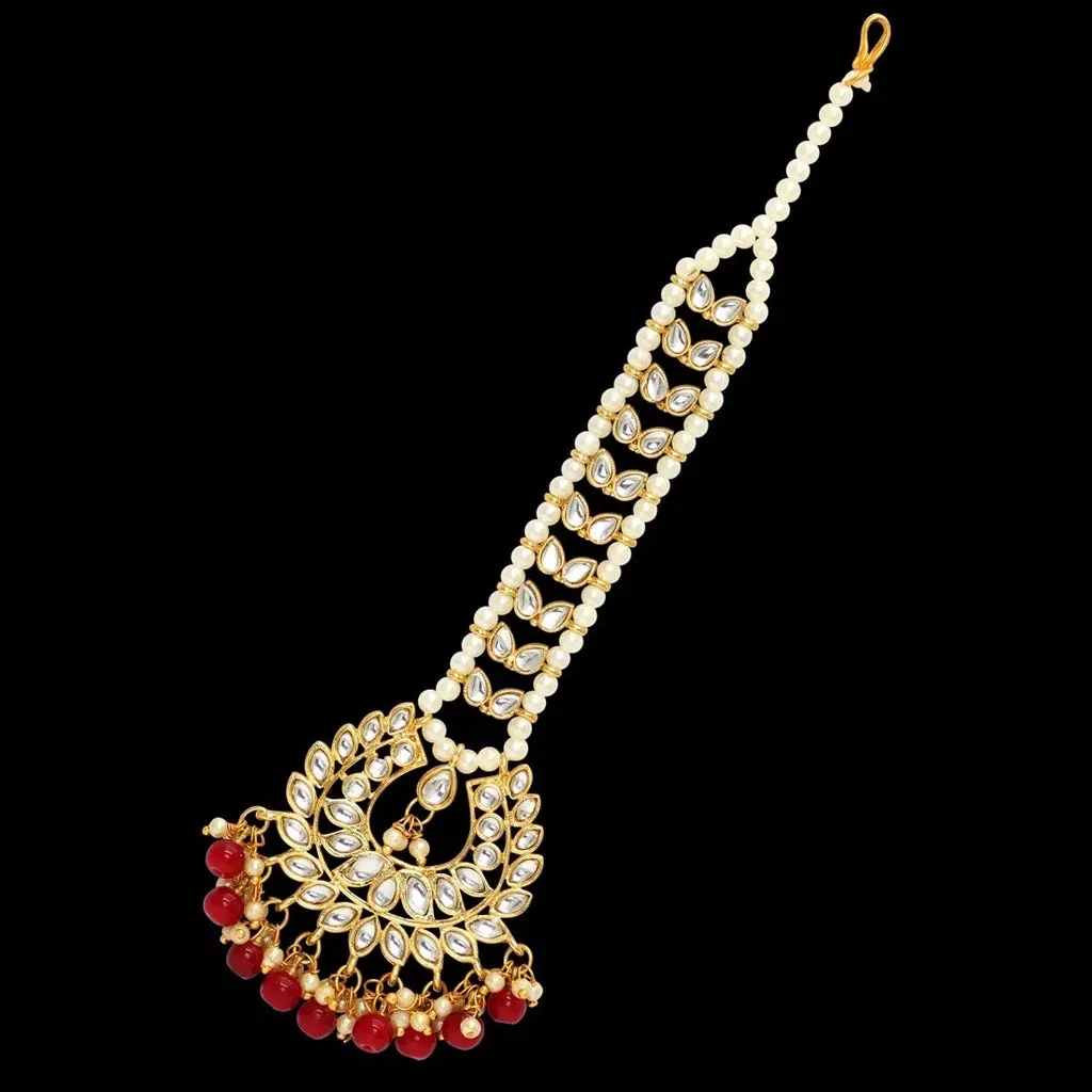 Elegant Kundan and Pearl Maangtikka for Women