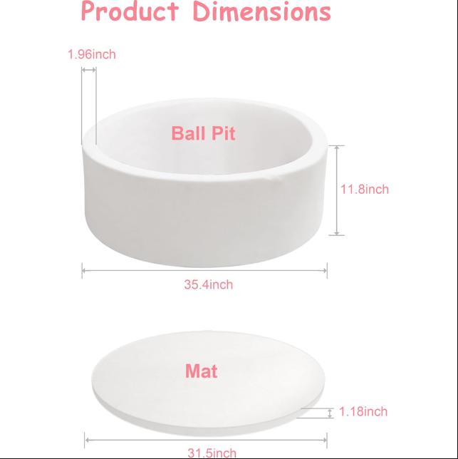 Kids Foam Ball Pit, Kiddie Balls Pool Soft Baby Playpen Indoor Outdoor, Memory Foam Ball Pit For Children Toddler Boys Girls White smyths  ball 4