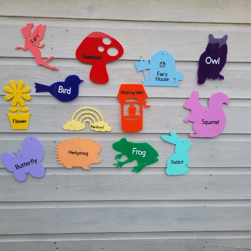 set of 14 acrylic woodland, fairy garden shapes, garden toys, decor 0