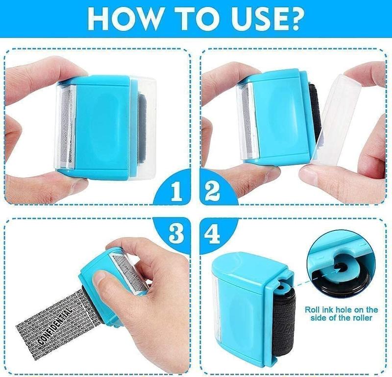 Identity Theft Stamp Identity Guard Roller Stamp Wide Rolling Security Stamp Includ Refills Confidential Stamp Secure Confidential ID Blackout Security Anti Theft and Privacy Safety 1