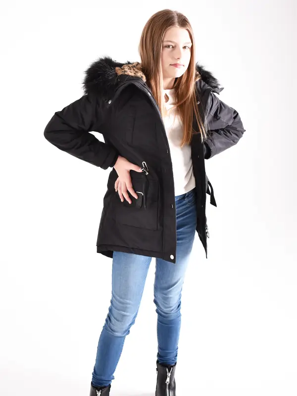 Charcoal Fashion Girl's Water Repellent Padded Fishtail Parka 1