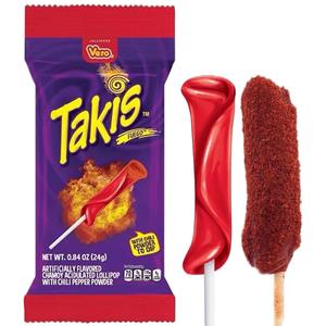 Takis Fuego Lollipop with Dipping Powder (24g) - Candy Snack Sweet Spicy Flavor Bonbon Savory Candies