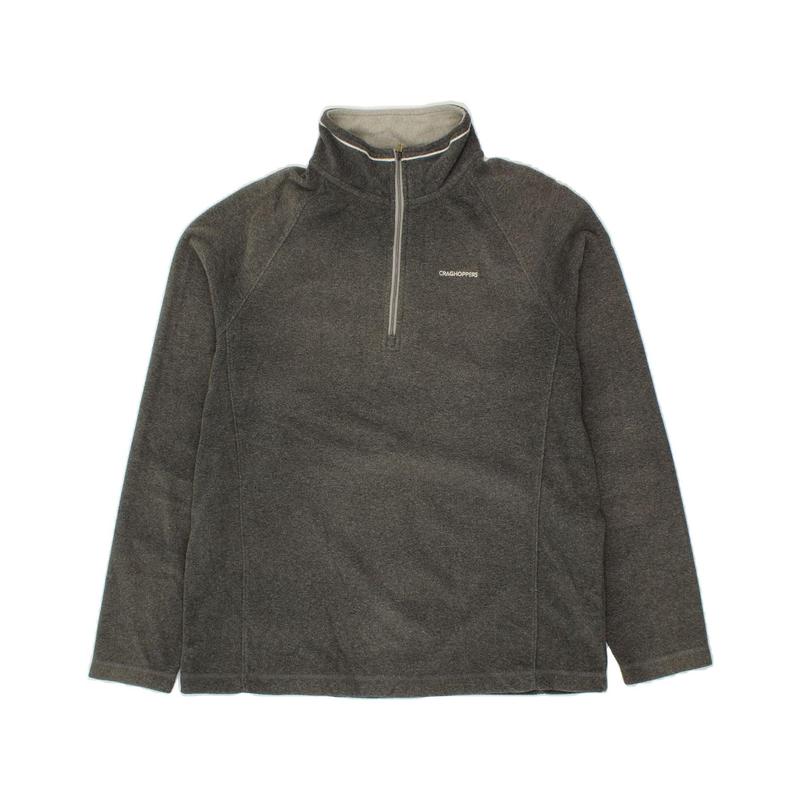 Pre-Owned Vintage CRAGHOPPERS Mens Zip Neck Fleece Jumper EU 52/54 Large Grey Polyester 1