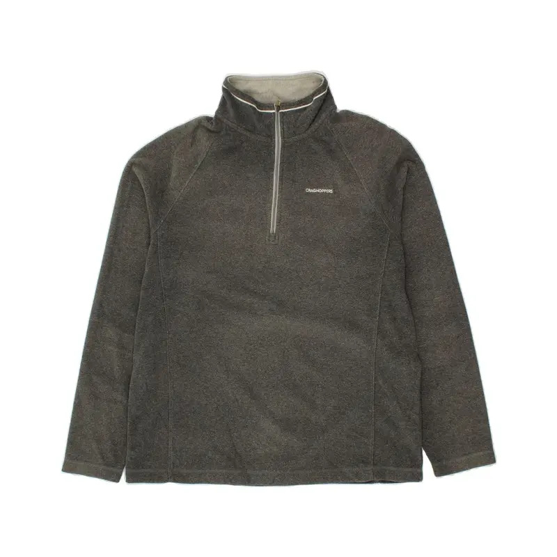 Pre-Owned Vintage CRAGHOPPERS Mens Zip Neck Fleece Jumper EU 52/54 Large Grey Polyester 1