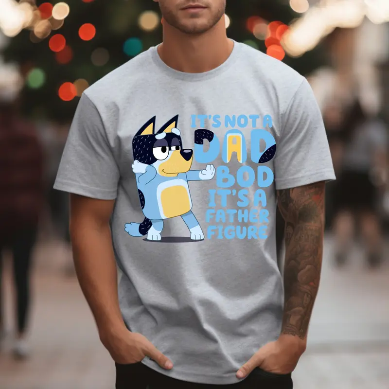 Bluey It's Not A Dad Bod It's A Father Figure T-Shirt, Bluey Bandit T Shirt, Bluey Gifts for Dad, Bluey And Frineds, Bluey Dog Tee, Dog Cartoon Shirt, Dog Lover Gift, Bluey Family 2