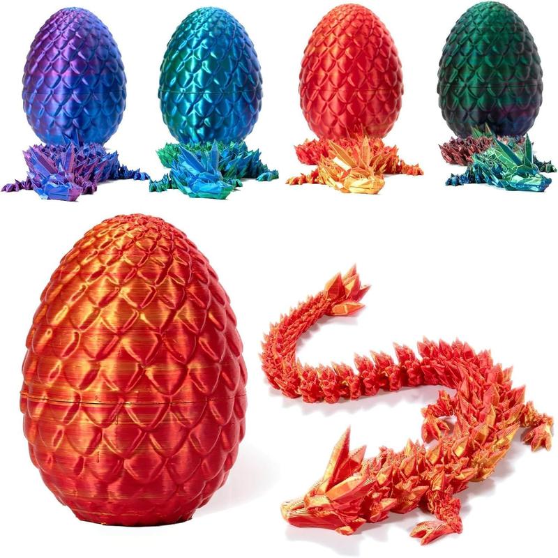 3D Printed Dragon in Egg, Full Articulated Dragon Crystal Dragon with Dragon Egg, Flexible Joints Home Décor Executive Desk Toys, Home Office Decorative Decor Ornaments Decoration 3