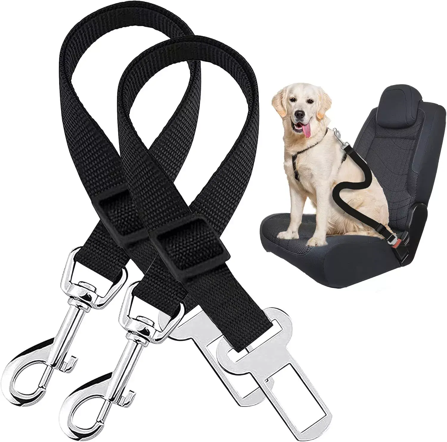 2pk Pet Dog Seat Belt | Adjustable Travel Car Safety Harnesses Lead Restraint
