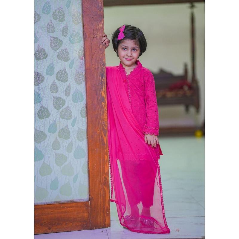 Mother daughter hot pink chikenkari (0-4 years and XS-XXL) - Pakistani baby girl kid matching Indian desi bollywood suit eid diwali navratri wedding baraat walima 8