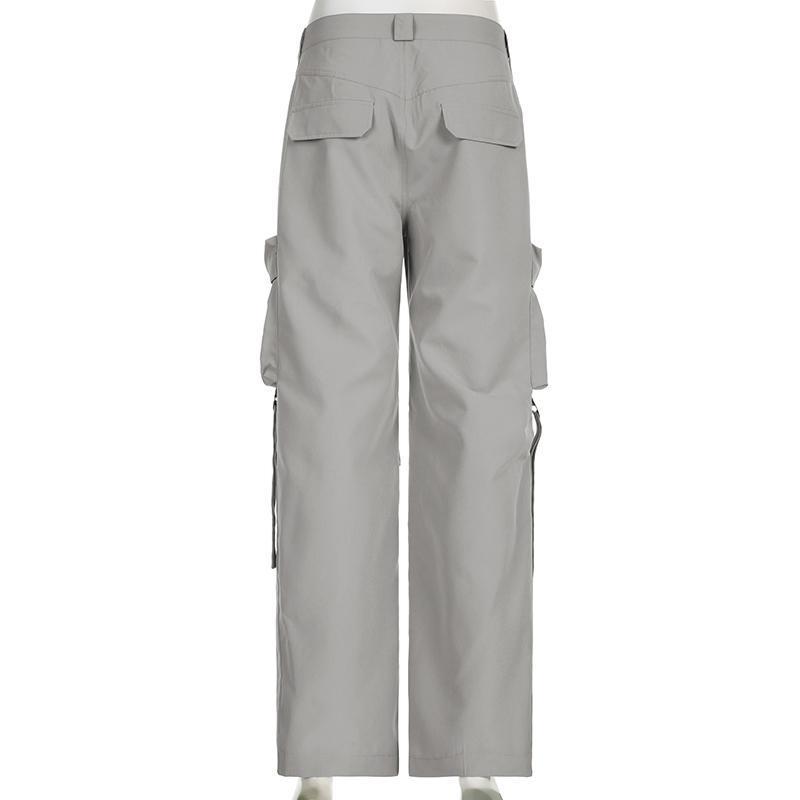 Casual Pockets Cargo Jeans Streetwear Solid Straight Denim Pants Vintage Button Baggy Trousers Fashion All-match Bottom 5
