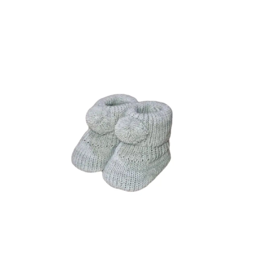 Grey Knitted Booties for Baby Boys and Girls, Soft and Cozy