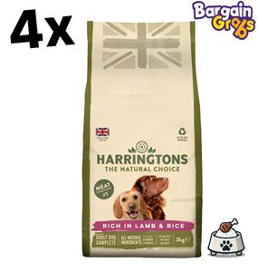 4 x Harringtons Complete Adult Dry Dog Food Lamb & Rice (2KG) – Natural, Balanced Nutrition for Healthy Dogs (BBE: 15/11/2025)