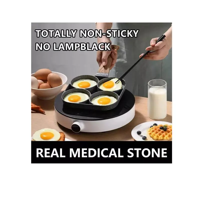 4 Hole Frying Pot Pan Non-stick Egg Pancake Steak Hamburg Omelet Pan Breakfast Frying Pan Cooker Cookware 1
