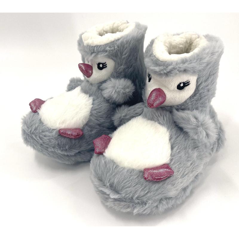 Girls Penguin Design Novelty Faux Fur Plush Boot Slippers 4