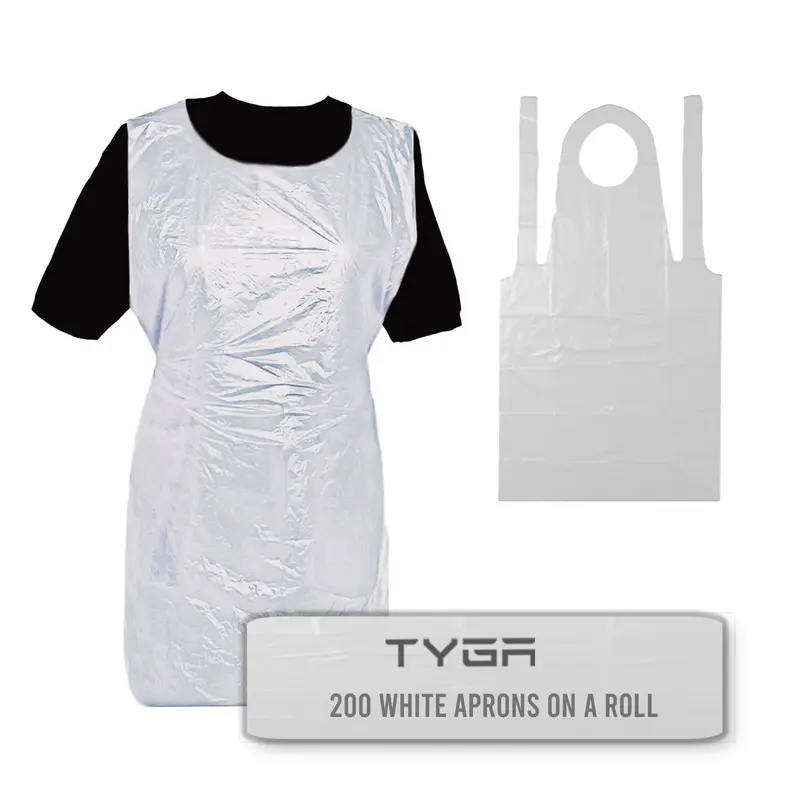 TYGA Disposable Workwear Protective Polythene Aprons (200) (On A Roll) Pack Kitchen Personal Cleaning 1