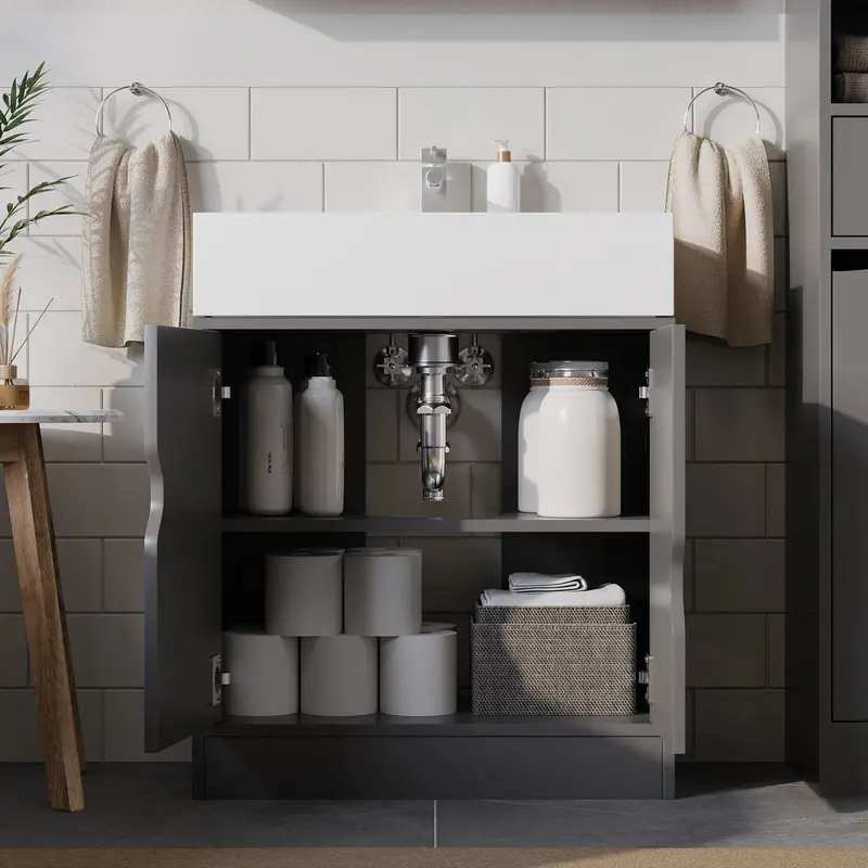 Bathroom Sink Cabinet with Partial Pedestal 4