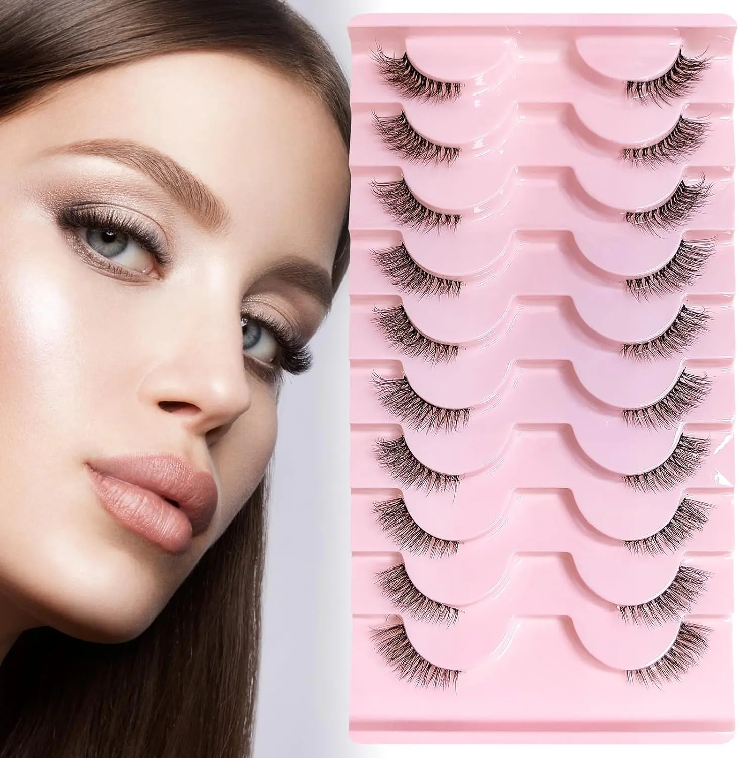 False Eyelashes - Mink Faux Individual Lashes, Wispy Cat Eye Cluster for DIY Eyelash Extension (Y1011)