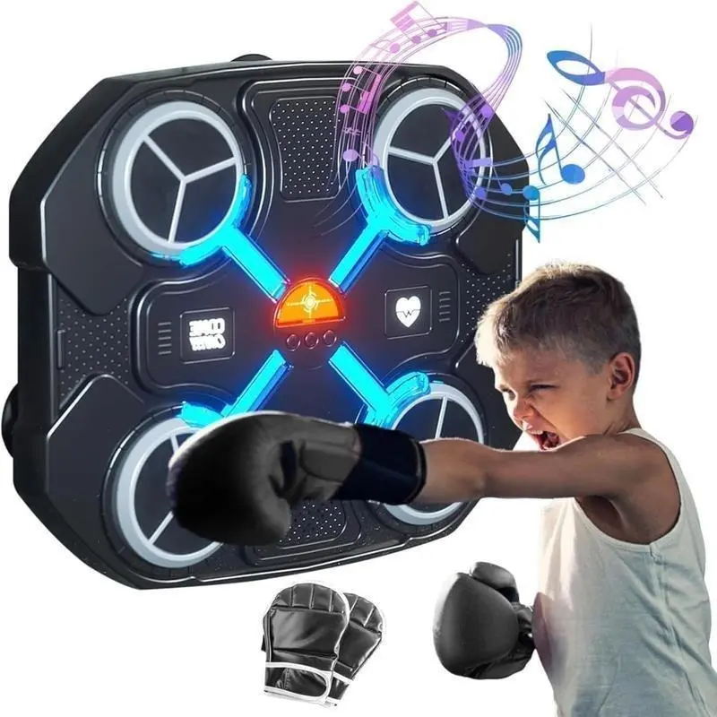 【2025】Wall Boxing Machine Smart Music Boxing Machine Speed with LED Lights Gloves Screentarget Training Equipment Wall Target Electronic Training Devices for Adult Kid Home Exercises
