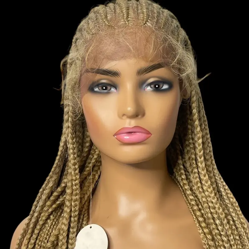 Blonde Braids Lace Long Box Braids Hairstyles With Baby Hair, Hair For Women 8