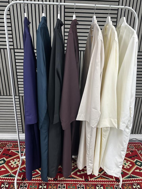 Turkish style overcoat men v-neck robe Muslim Jubbah One-Size 2