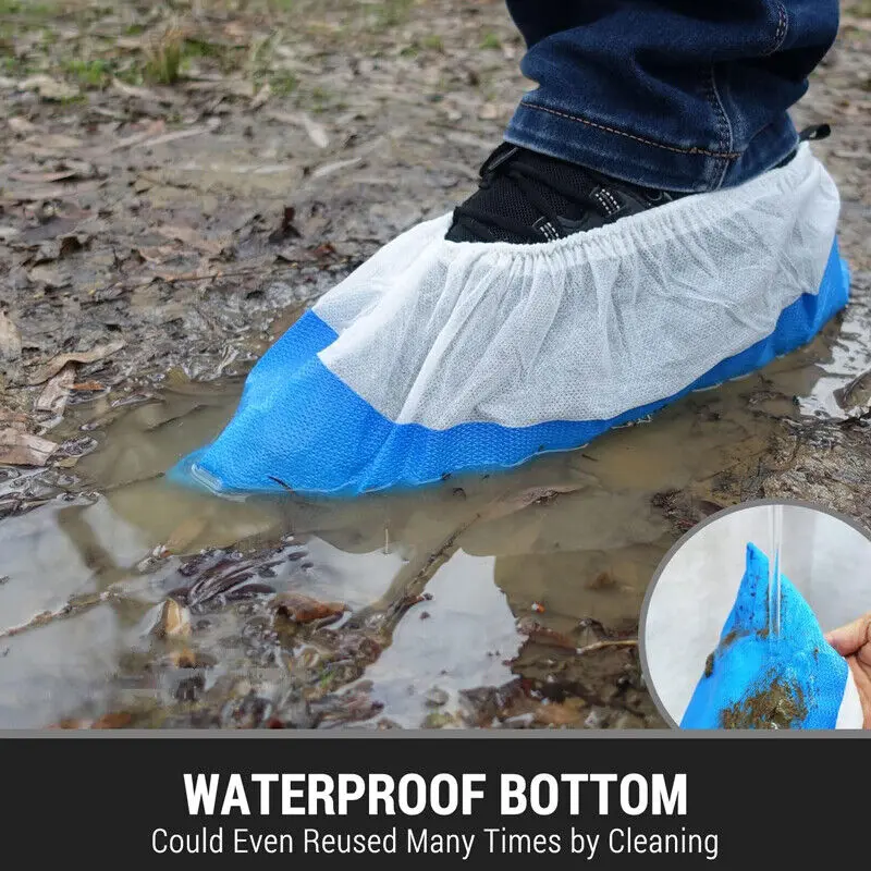 100Pcs Blue/White Heavy Duty Tough Shoe Protector Covers Waterproof Reusable UK 6