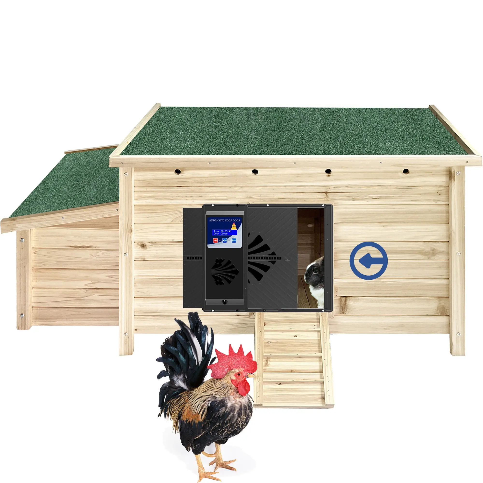 1 PC Electric Coop Door Automatic Chicken House Door with Timer Light Sensor Remote Control and Anti-Pinch Safety Feature for Convenient Poultry Management