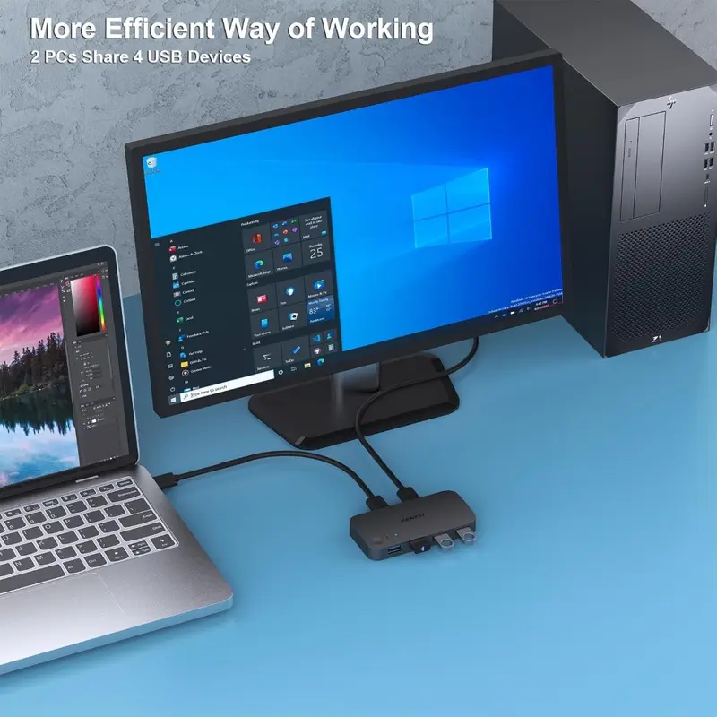 USB Switcher 2 Computers Share 4 USB for PC Mouse Keyboard Printer Scanner, USB KVM Switch Selector Compatible with Windows, Mac, Linux 3