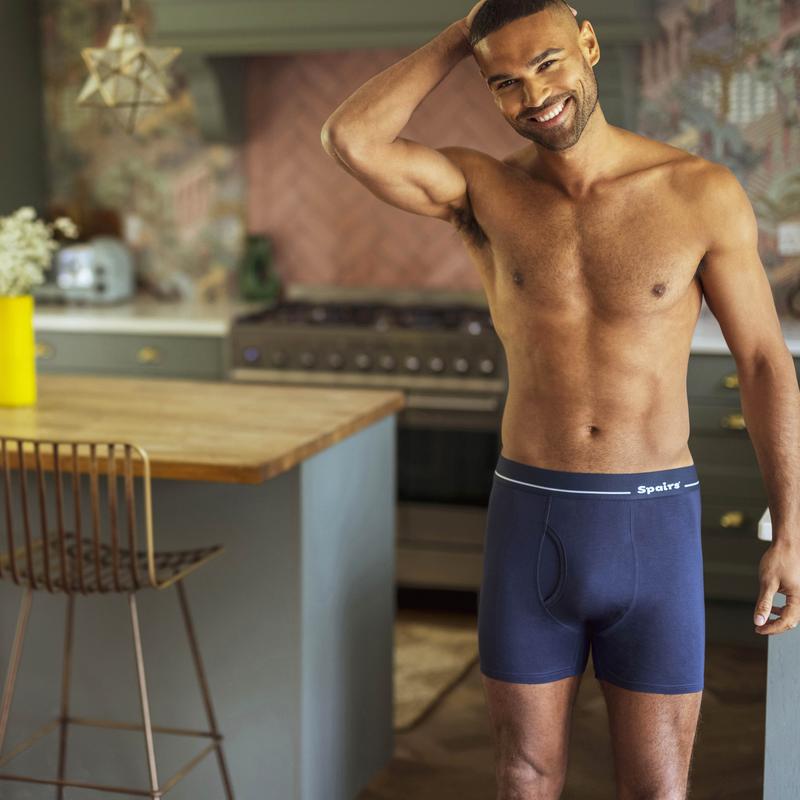 Spairs Men's 3 Pack Stripe & Plain Bamboo Keyhole Boxer Shorts 5