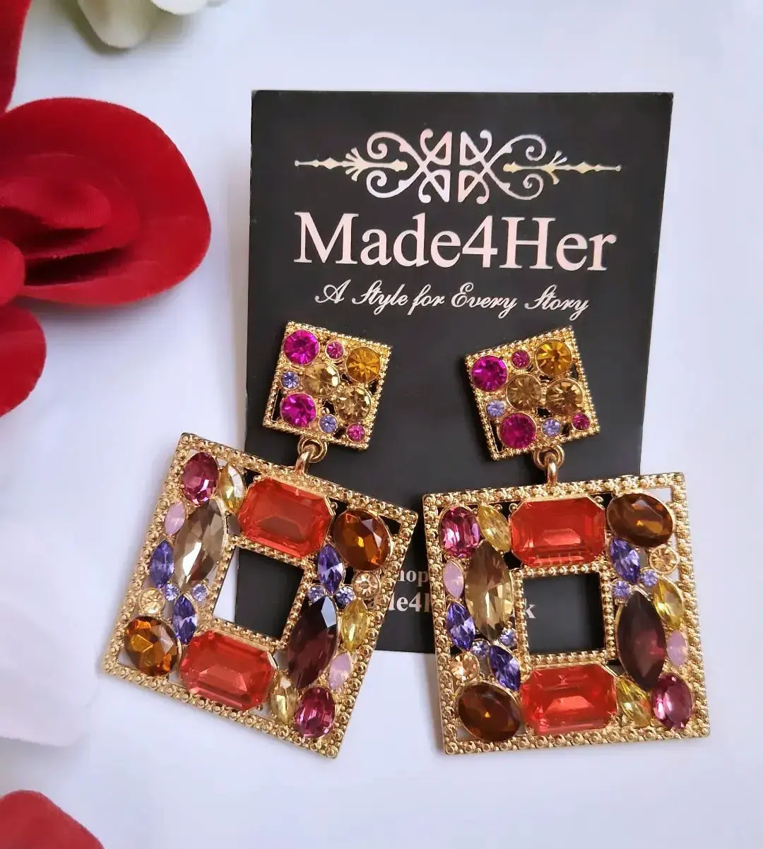Multi Glass Drill Earrings