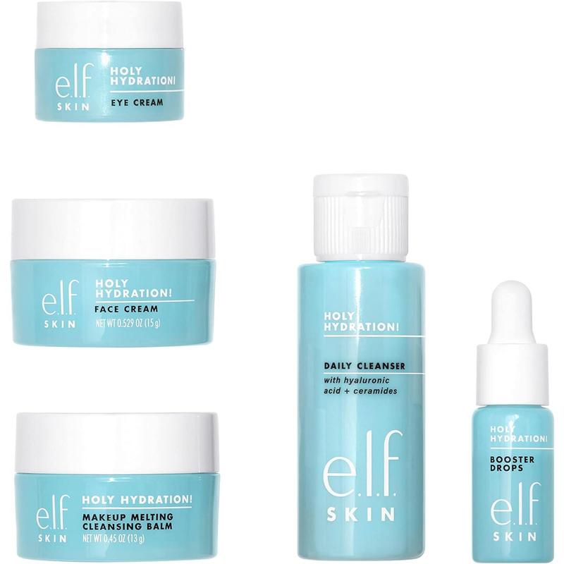 Valentines gift e.l.f. SKIN Hydrated Ever After Skincare Mini Kit, Cleanser, Makeup Remover, Moisturiser & Eye Cream For Hydrating Skin, Airplane-Friendly Sizes 2