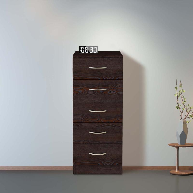 Sundaze Tall Narrow Chest of 5 Drawers with Handle Storage Unit Bedroom Furniture 34.5x36x90cm 0