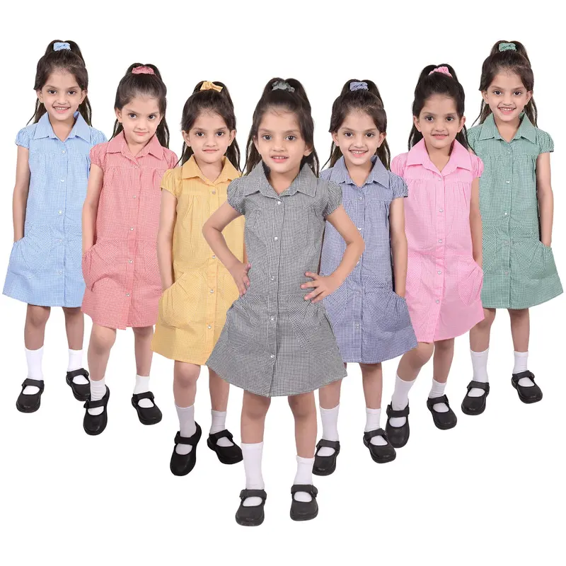A2Z 4 Kids Girls School Uniform 2 Pack Pleated Gingham Checked Summer Dress Age 3 4 5 6 7 8 9 10 11 12 13 14 Years 0