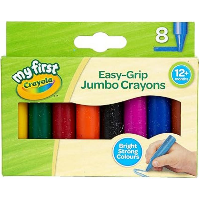 MyFirst Jumbo Crayons - Assorted Colours Easy-Grip Colouring Crayons Perfect for Toddlers Hands Ideal for Kids Aged 12 Plus Months, Multicolor, (Pack of 8) 0