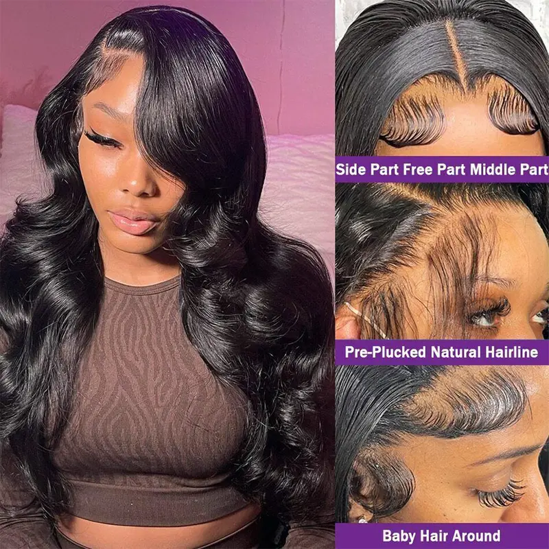 13x6 13x4 Lace Frontal Human Hair Wig Body Wave Invisible HD Transparent Lace Front Wigs For Women Remy 4x6 5x5 Glueless Pre Cut Human Hair Closure Wig Pre Plucked Bleach Knots Natural Hairline Ready To Wear 14-36 Inches Available 3