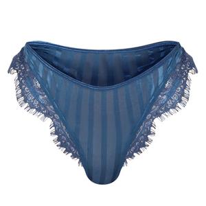 Striped Lace High Leg Thong Minimalist Womenswear