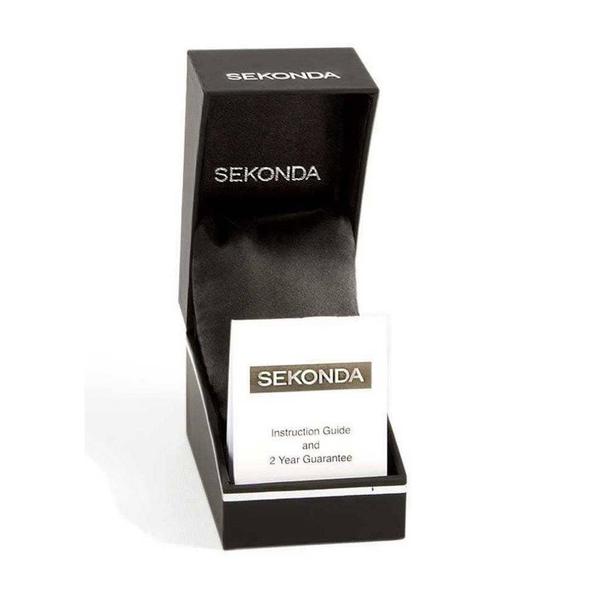 Sekonda Mens Basic Round White Dial Black Leather Strap Watch 3134 1