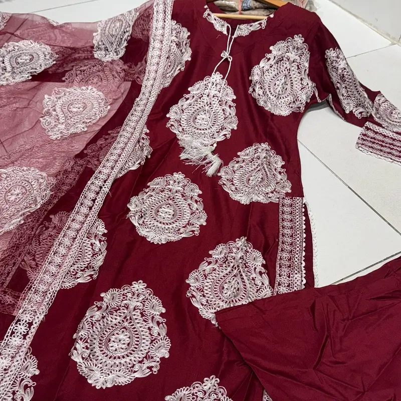 5 COLOURS! LC 7668 Embroidered work plazzo kameez design with white embroidery  Womenswear 2