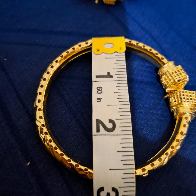 Asian Traditional Gold Plated Bracelet Kangan Pair - Size 2.4/2.6 6